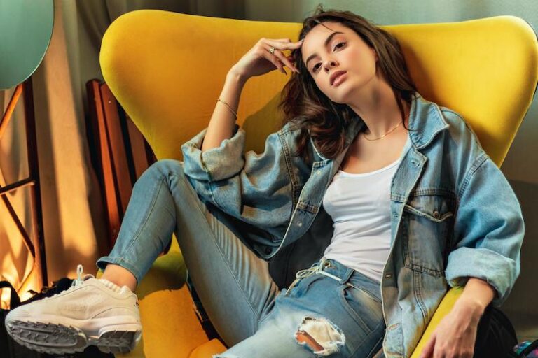 Women's White Sneakers Jeans Jacket