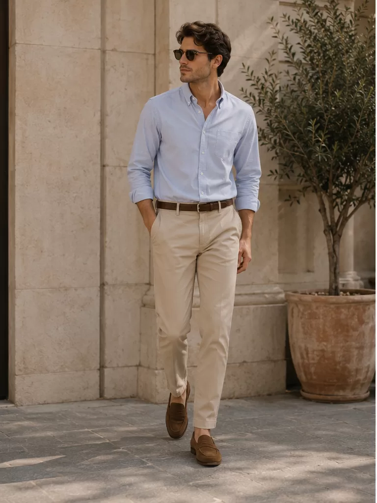 Oxford Shirt With Chinos With Suede Loafers for business casual outfit
