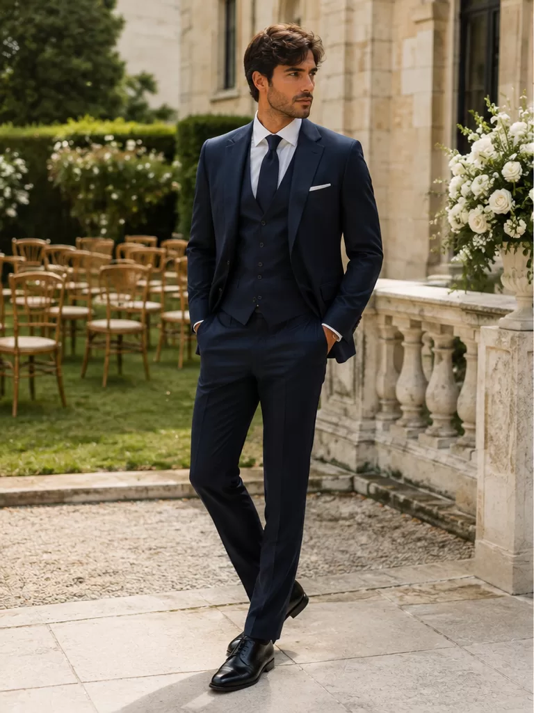 Three-Piece Suit With White Shirt With Tie With Oxfords for classic ceremony outfit