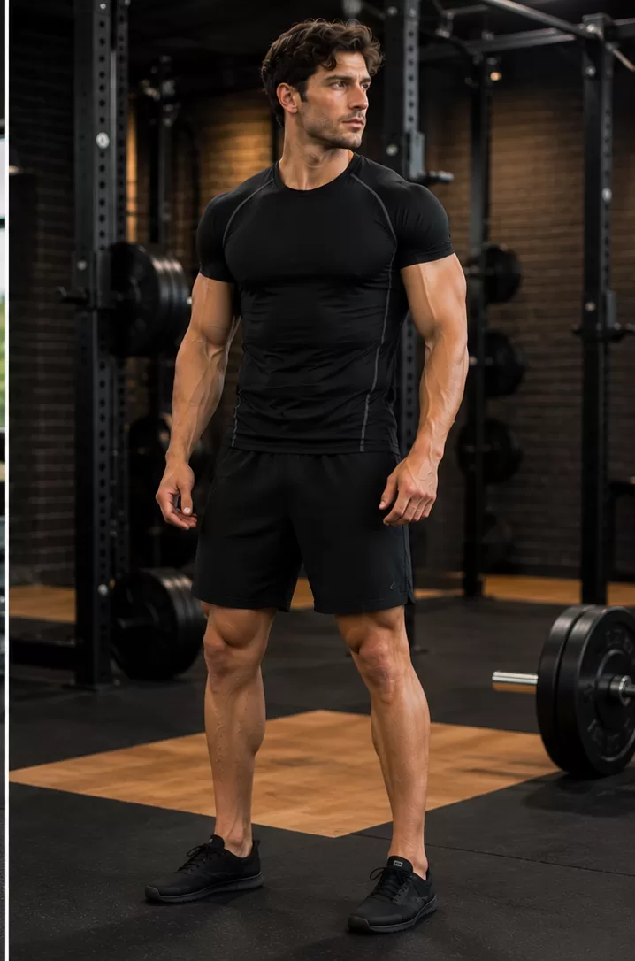 Compression Shirt + Shorts + Flat Training Shoes