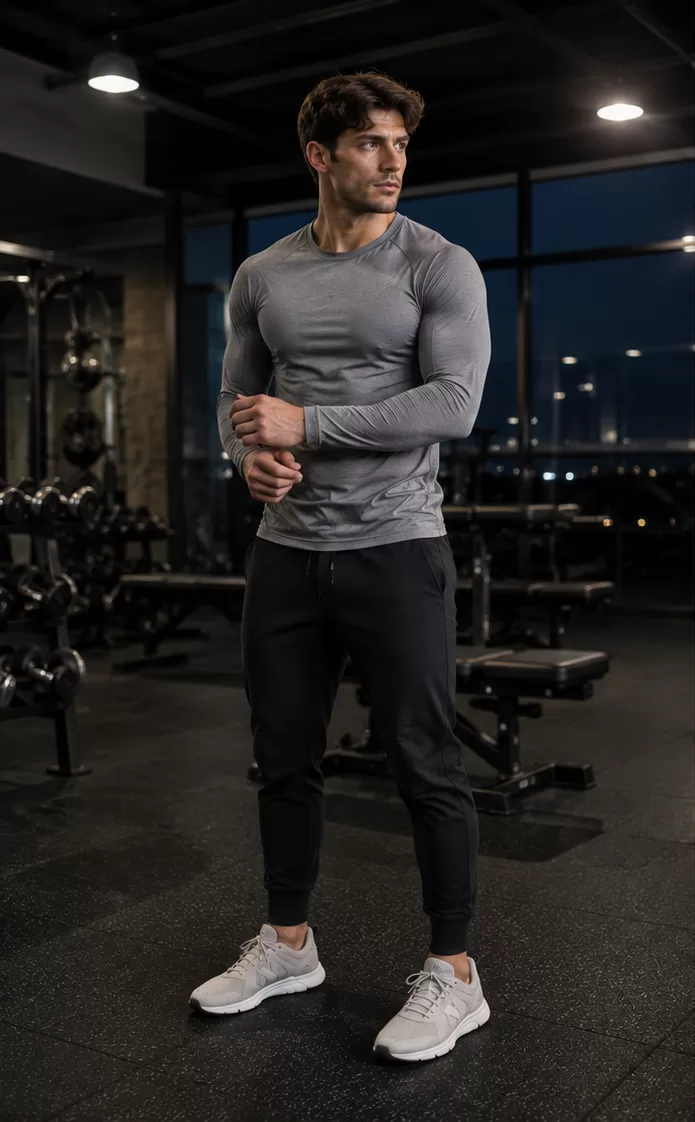 Long-Sleeve Performance Top + Joggers + Trainers