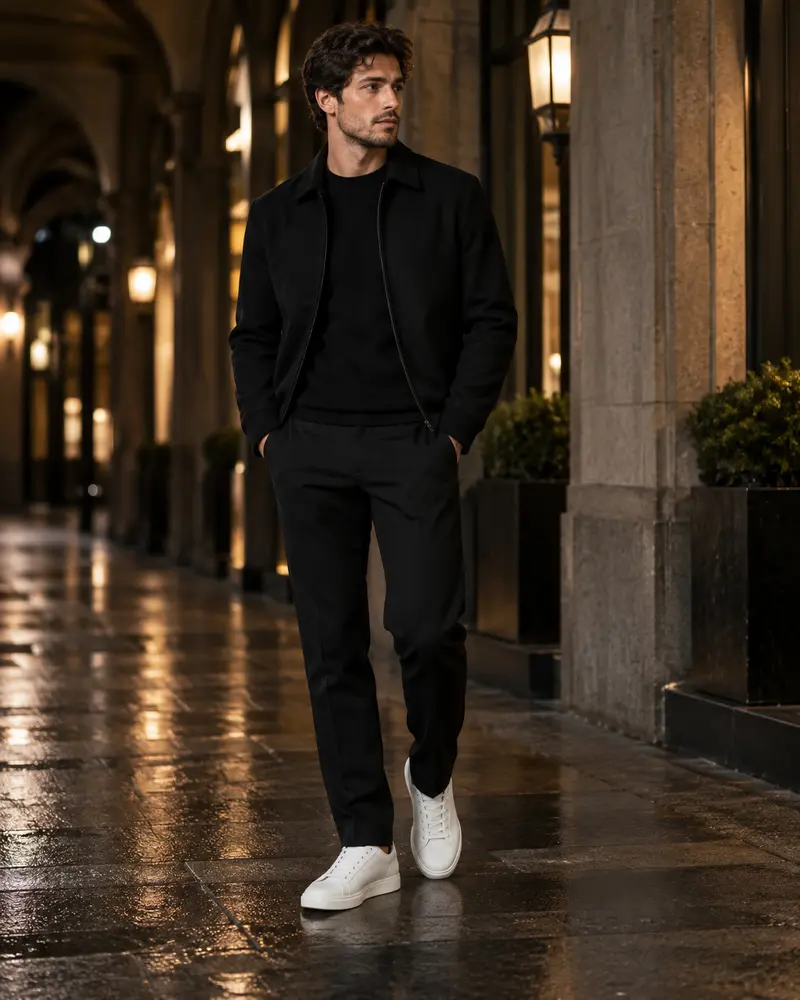 White Sneakers + All-Black Outfit